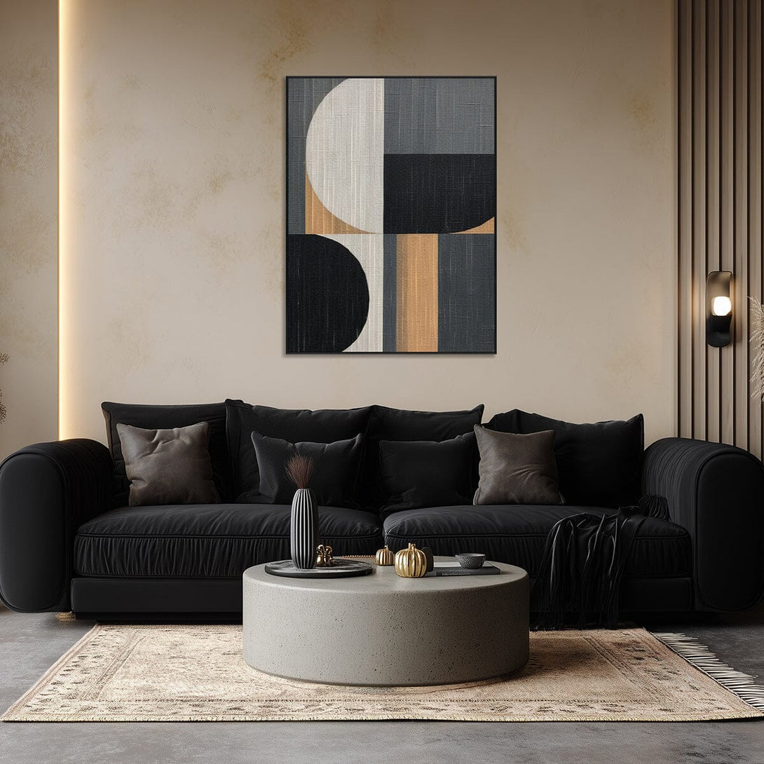 Urban Rhythm – Black Beige Geometric Painting #MH1214(107) Painting artwepaint 
