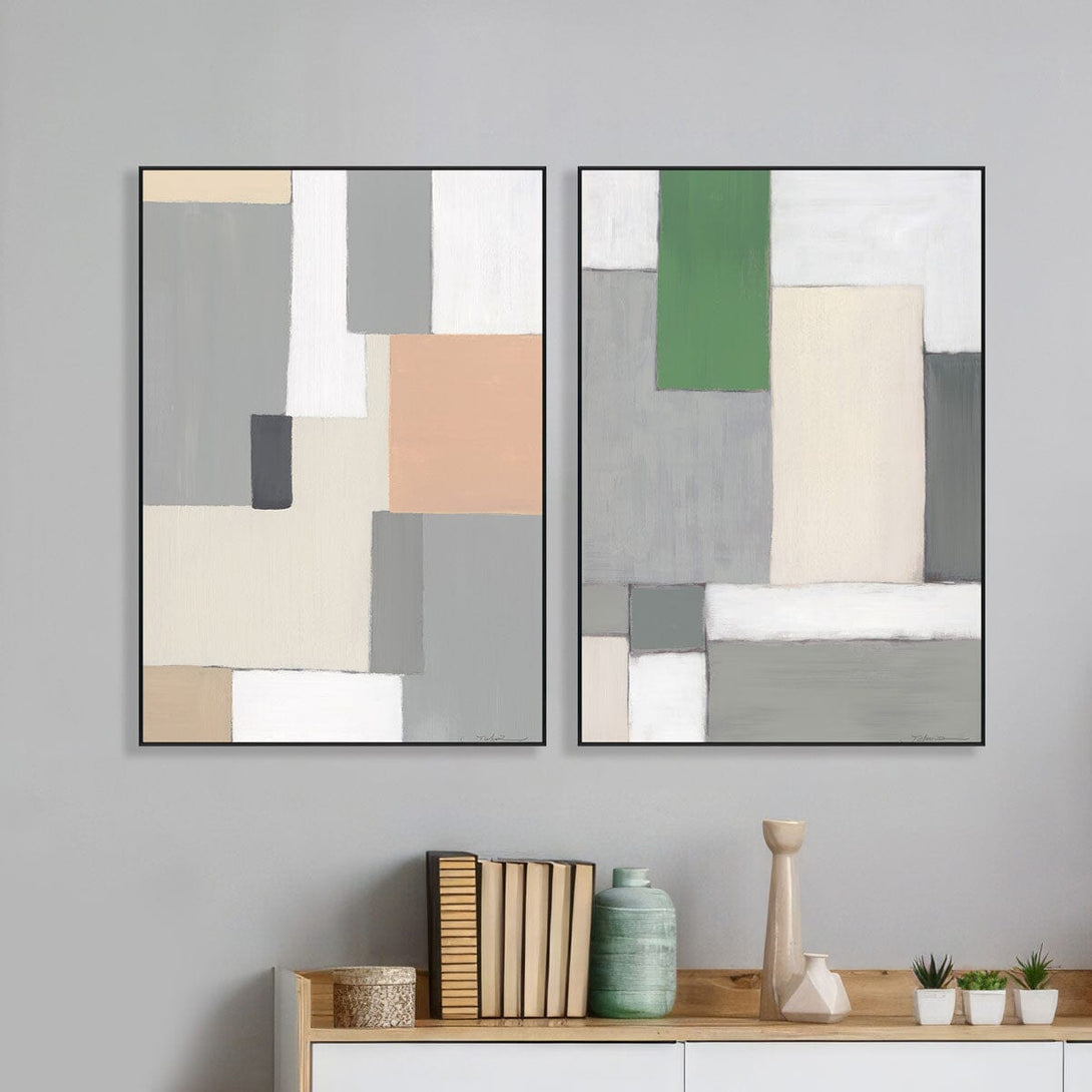 Verdant Geometry - Contemporary Abstract Painting#M6988 Painting artwepaint 