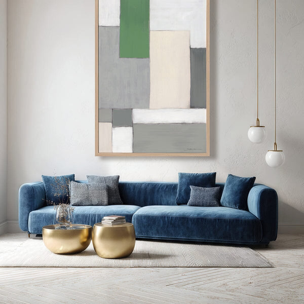Verdant Geometry - Contemporary Abstract Painting#M6988 Painting artwepaint Silver Frame 24"X20" (61X51cm) 