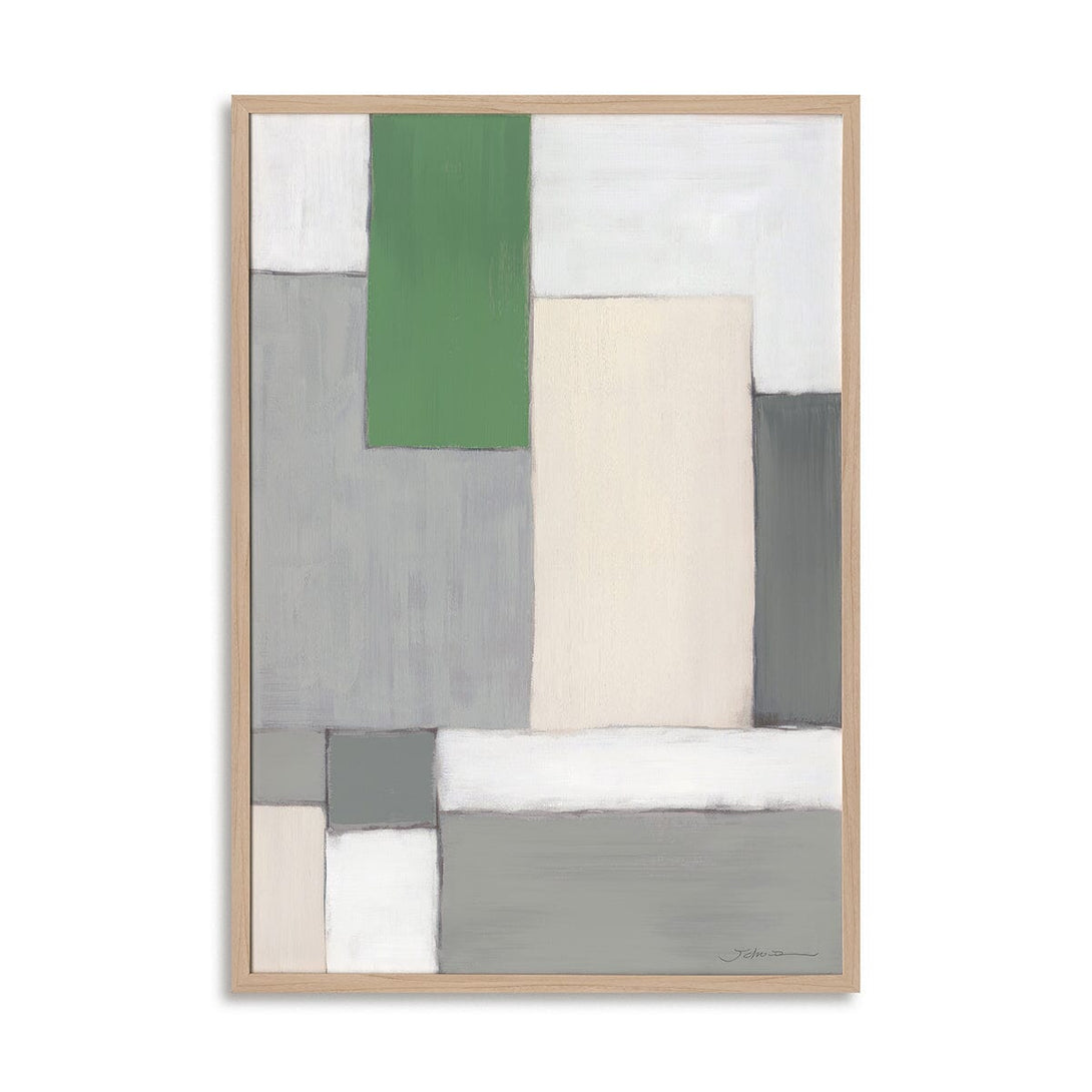 Verdant Geometry - Contemporary Abstract Painting#M6988 Painting artwepaint Silver Frame 40"X30" (102X76cm) 
