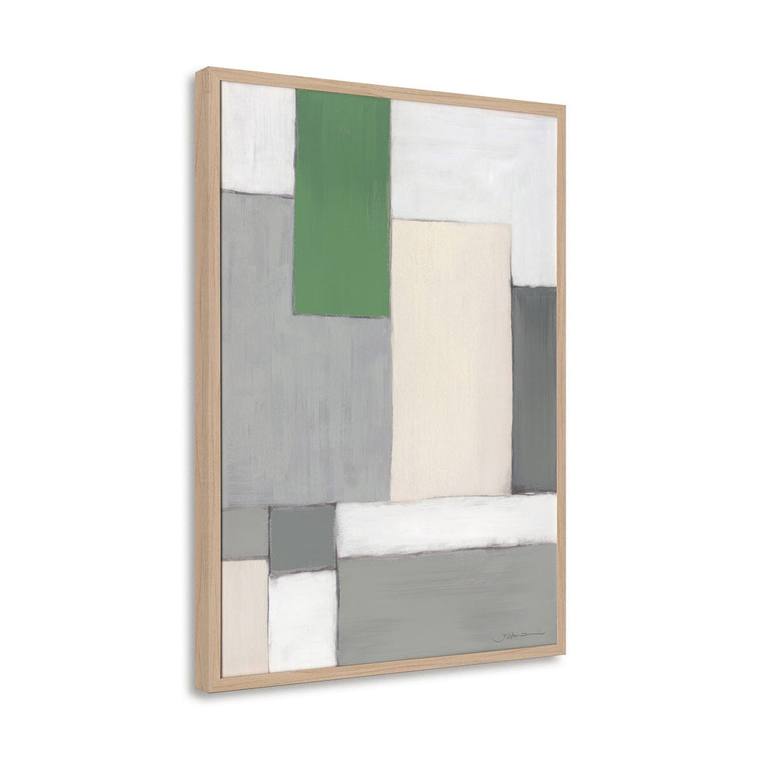 Verdant Geometry - Contemporary Abstract Painting#M6988 Painting artwepaint Silver Frame 48"X32" (122X81cm) 