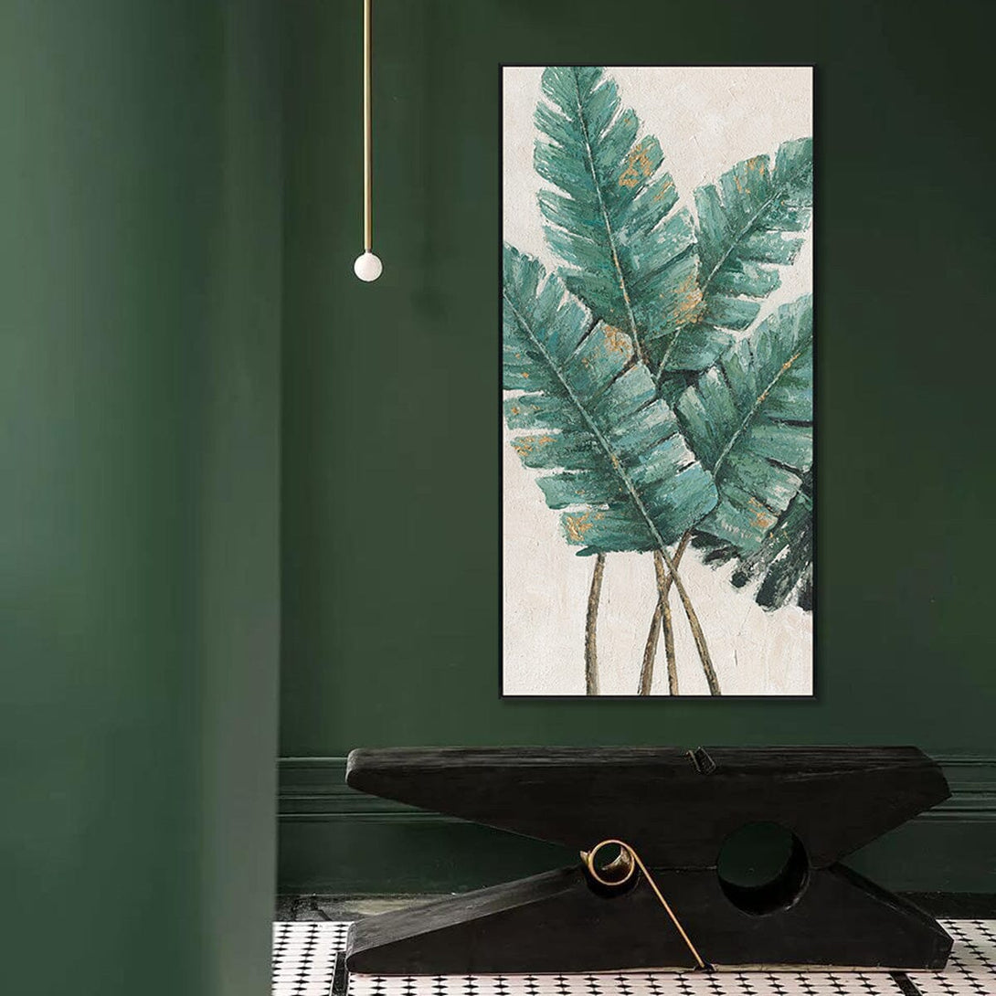 Verdant Glow - Tropical Leaf Textured Painting #L0631 Painting artwepaint 