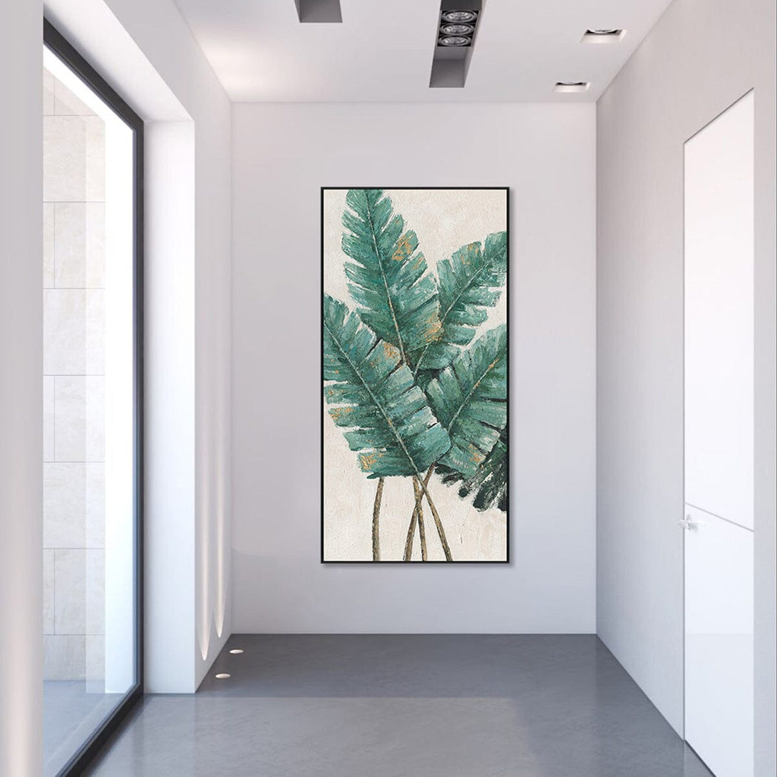 Verdant Glow - Tropical Leaf Textured Painting #L0631 Painting artwepaint 