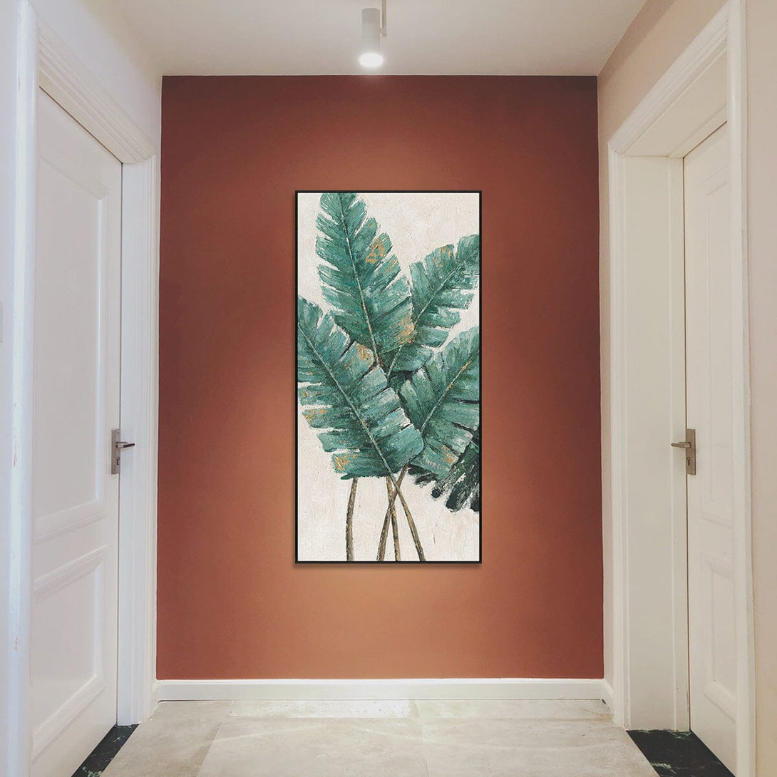Verdant Glow - Tropical Leaf Textured Painting #L0631 Painting artwepaint 