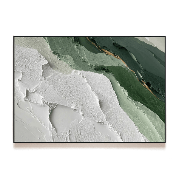 Verdant Horizon – Green and White Textured Landscape #RIS2(165) Painting artwepaint 