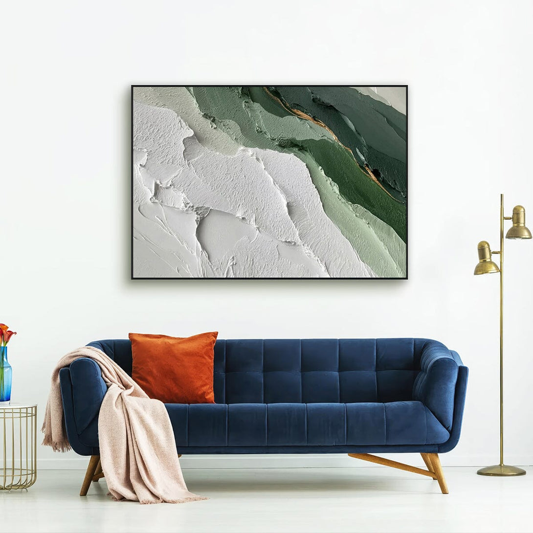 Verdant Horizon – Green and White Textured Landscape #RIS2(165) Painting artwepaint 