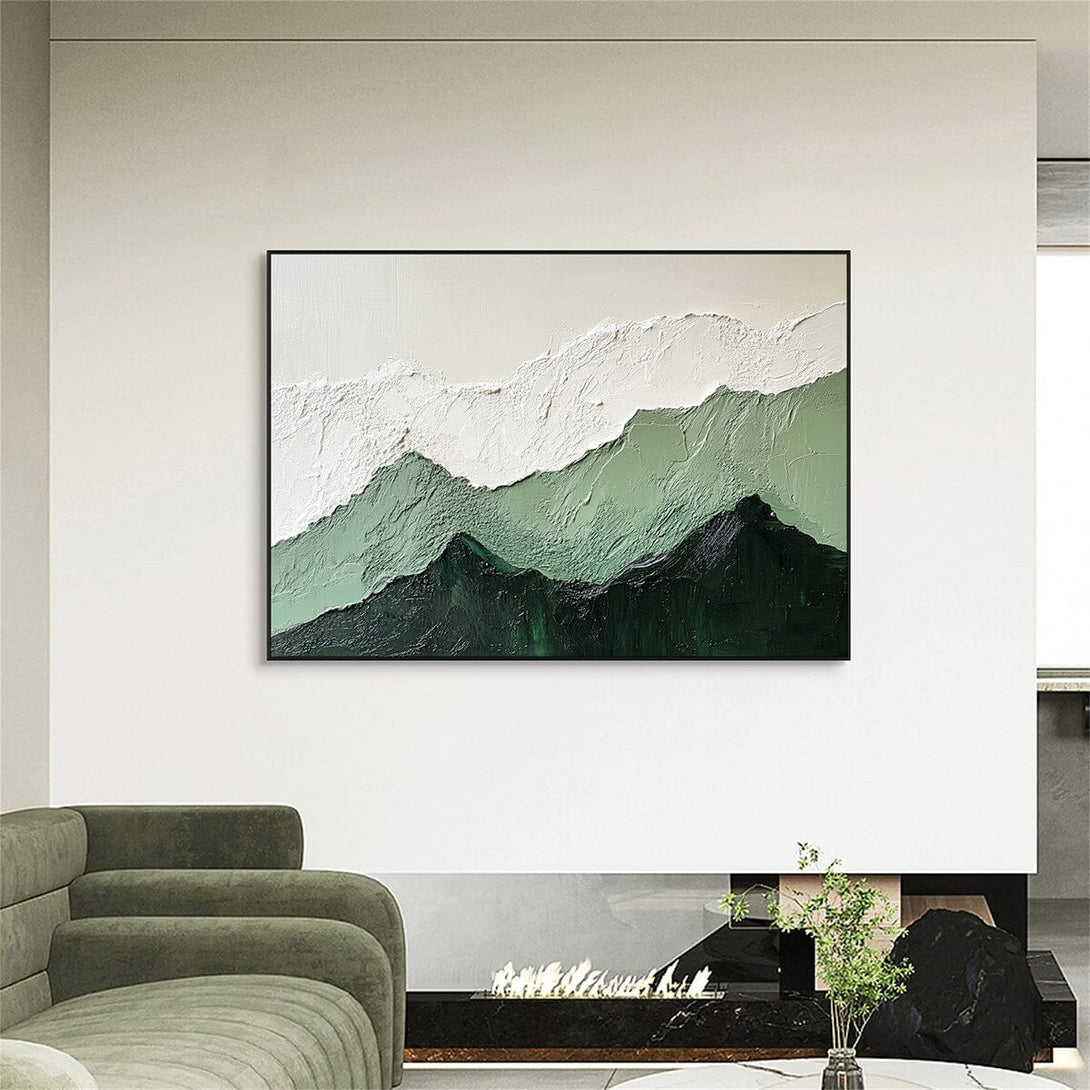 Verdant Peaks – Green Mountain Abstract Painting #RCX5(276) Painting artwepaint 
