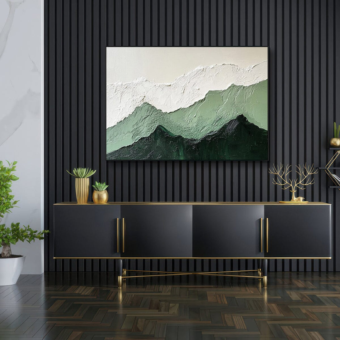 Verdant Peaks – Green Mountain Abstract Painting #RCX5(276) Painting artwepaint 