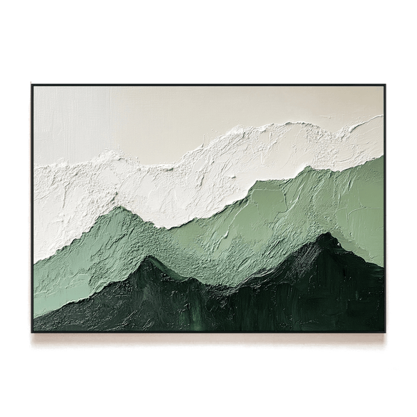 Verdant Peaks – Green Mountain Abstract Painting #RCX5(276) Painting artwepaint 