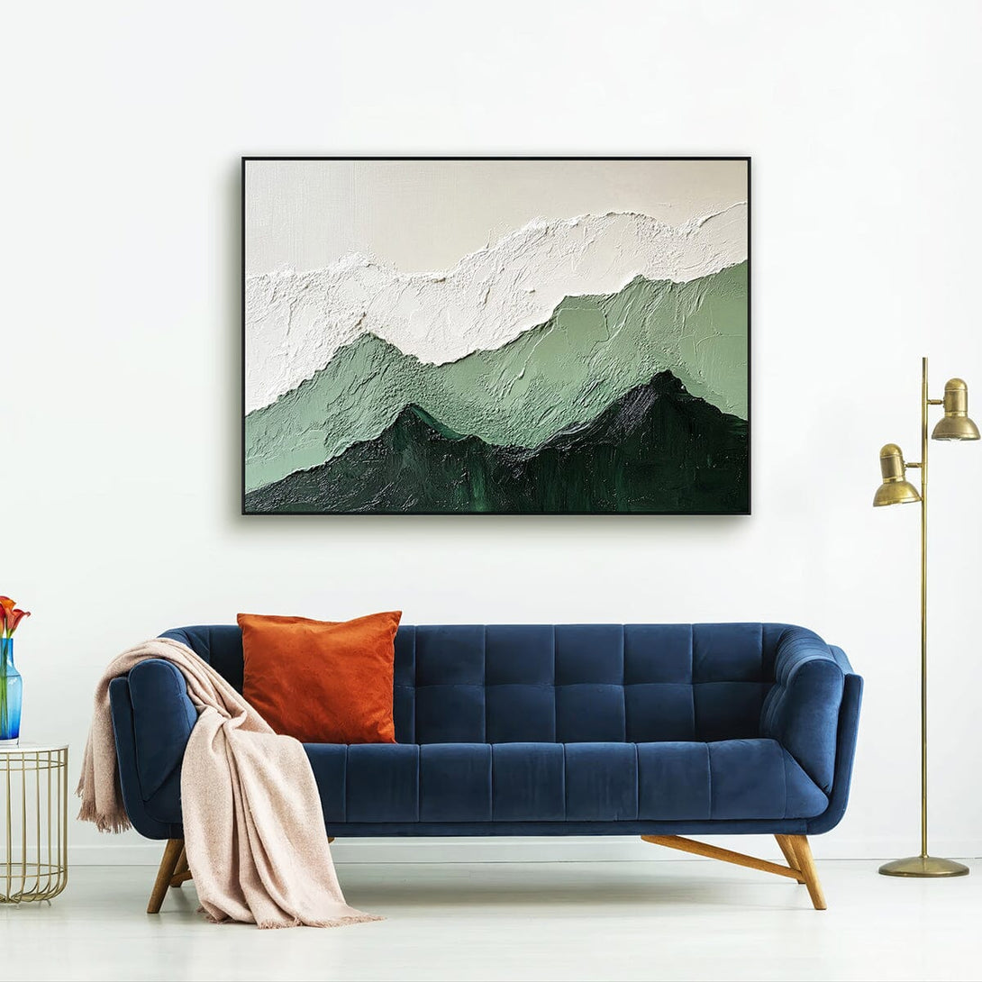 Verdant Peaks – Green Mountain Abstract Painting #RCX5(276) Painting artwepaint 