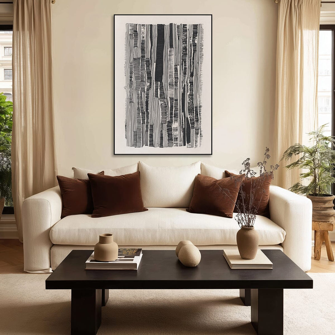 Vertical Rhythm - Black & White Line Art #R4014 Painting artwepaint 