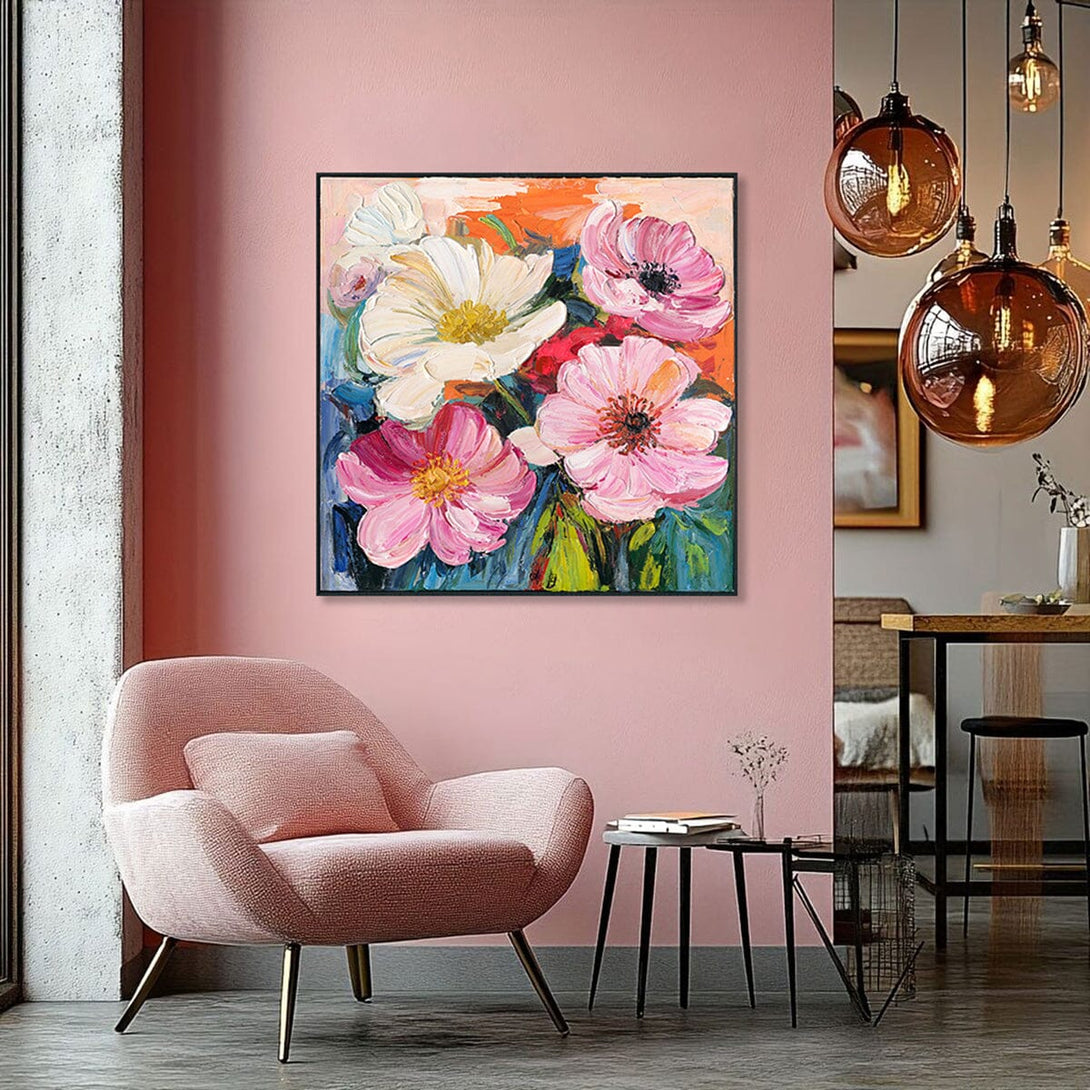 Vibrant Pink-White Floral Impression #P2631 Painting artwepaint 