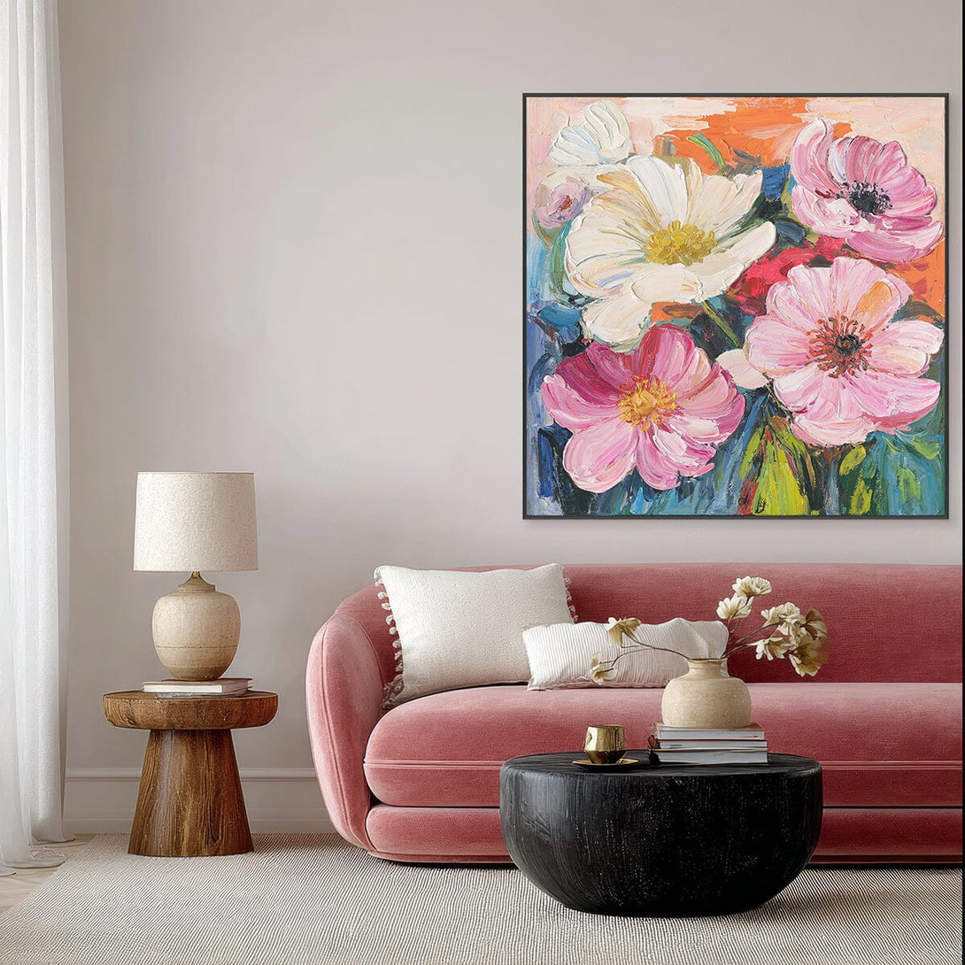Vibrant Pink-White Floral Impression #P2631 Painting artwepaint 
