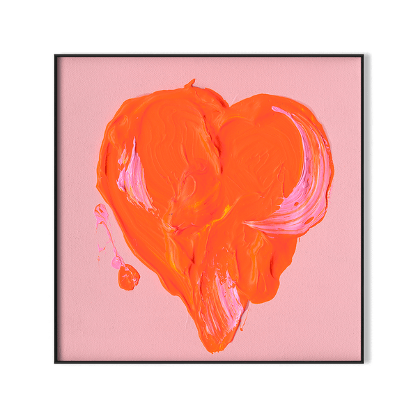 Vivid Love - Orange & Pink Heart Abstract #M8163 Painting artwepaint 