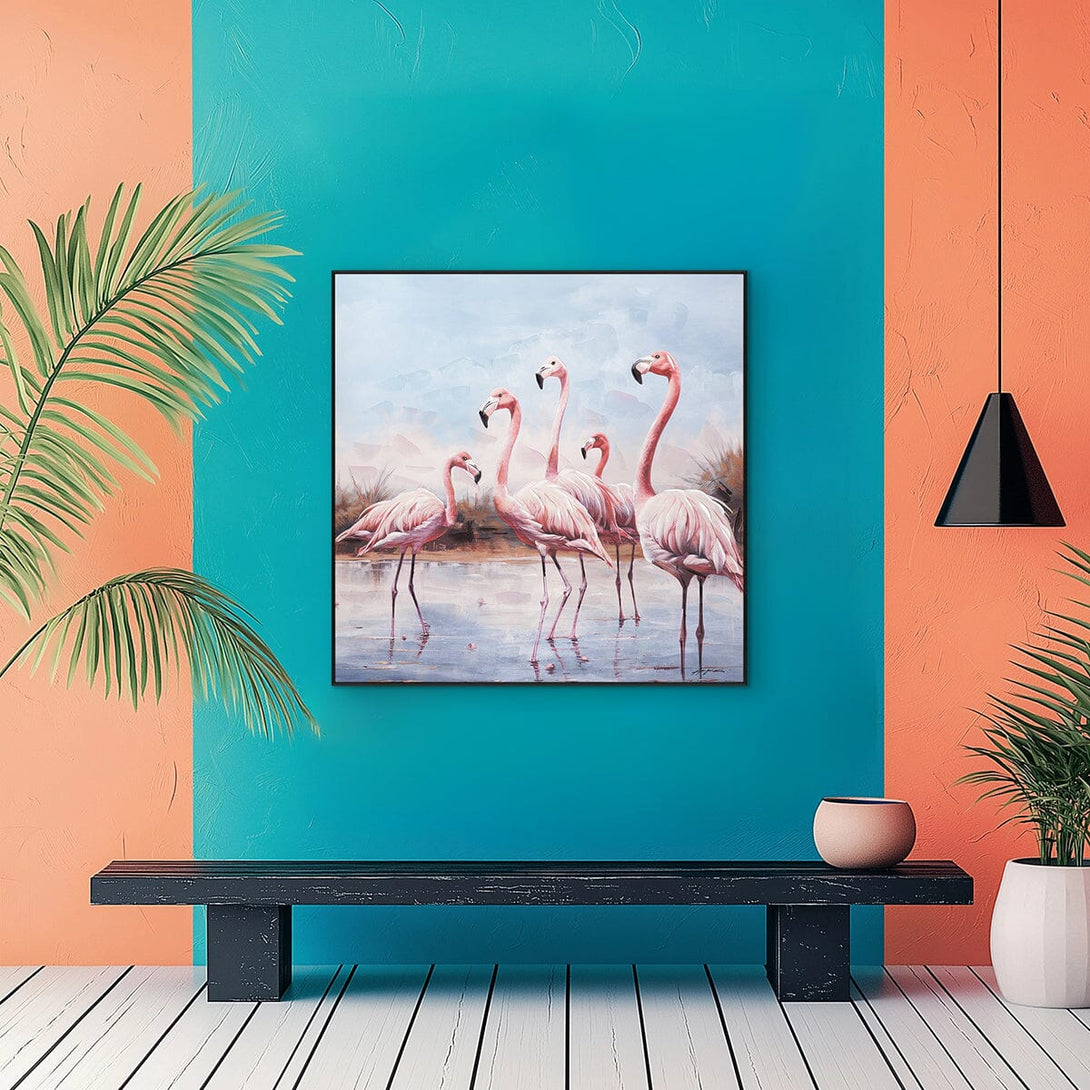 Waterside Poem - Pink Flamingo Flock#M6721 Painting artwepaint 