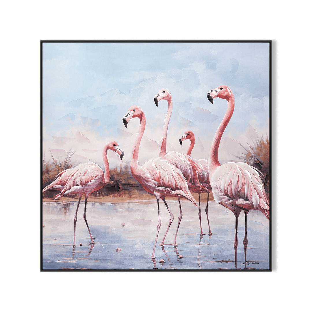 Waterside Poem - Pink Flamingo Flock#M6721 Painting artwepaint 