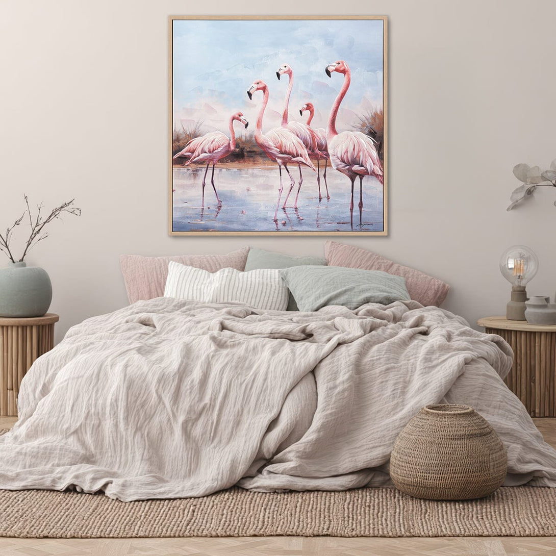 Waterside Poem - Pink Flamingo Flock#M6721 Painting artwepaint 