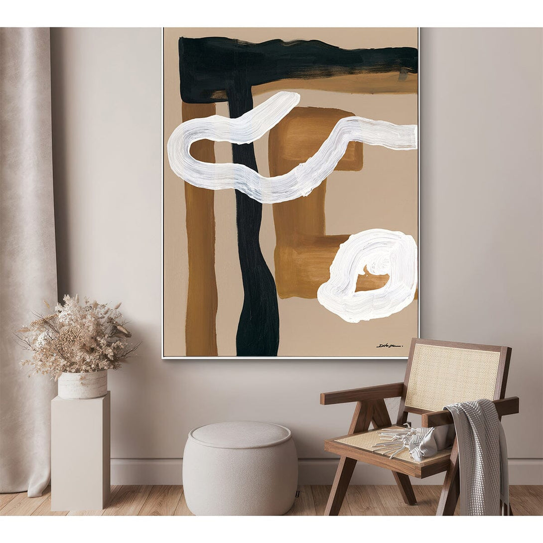 Wave Path – Beige & White Abstract Painting#M6878 Painting artwepaint 