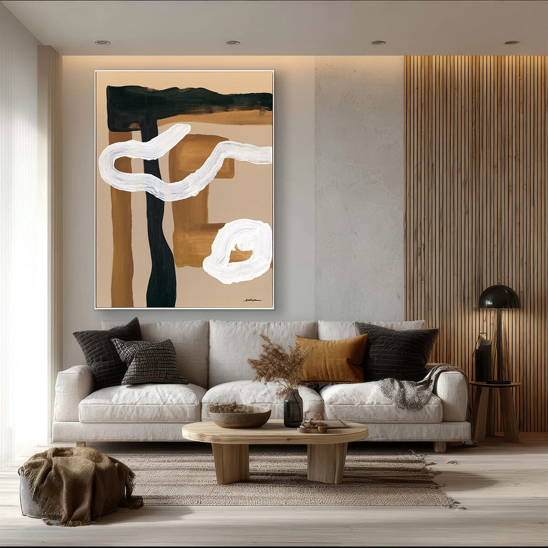 Wave Path – Beige & White Abstract Painting#M6878 Painting artwepaint 