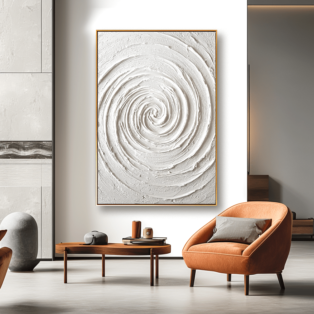 Whirling Silence – White Textured Spiral Painting #93034 Painting artwepaint 