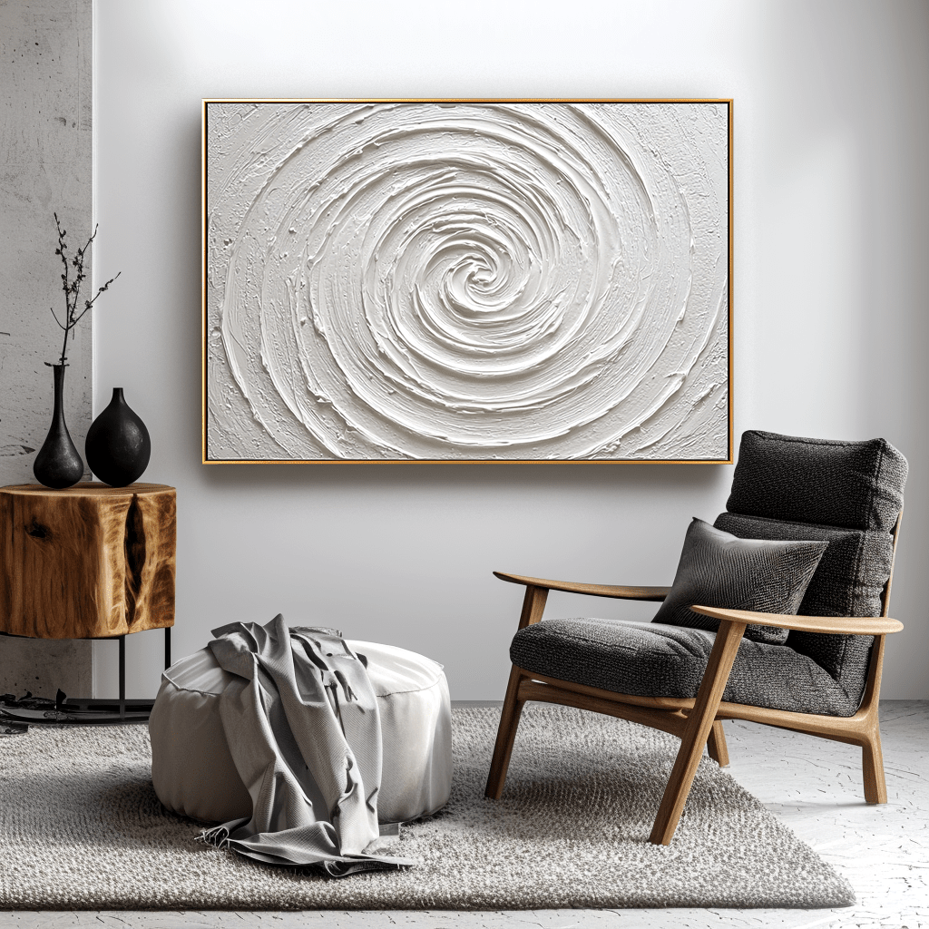 Whirling Silence – White Textured Spiral Painting #93034 Painting artwepaint 