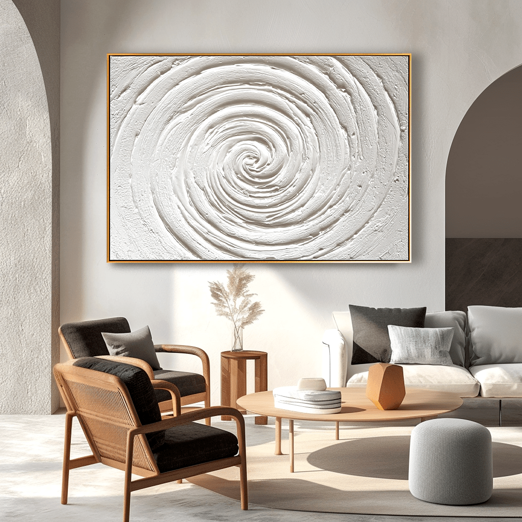 Whirling Silence – White Textured Spiral Painting #93034 Painting artwepaint 