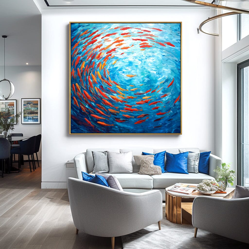 Whirlpool of Light – Red Koi Abstract Painting #awp1 Painting artwepaint 