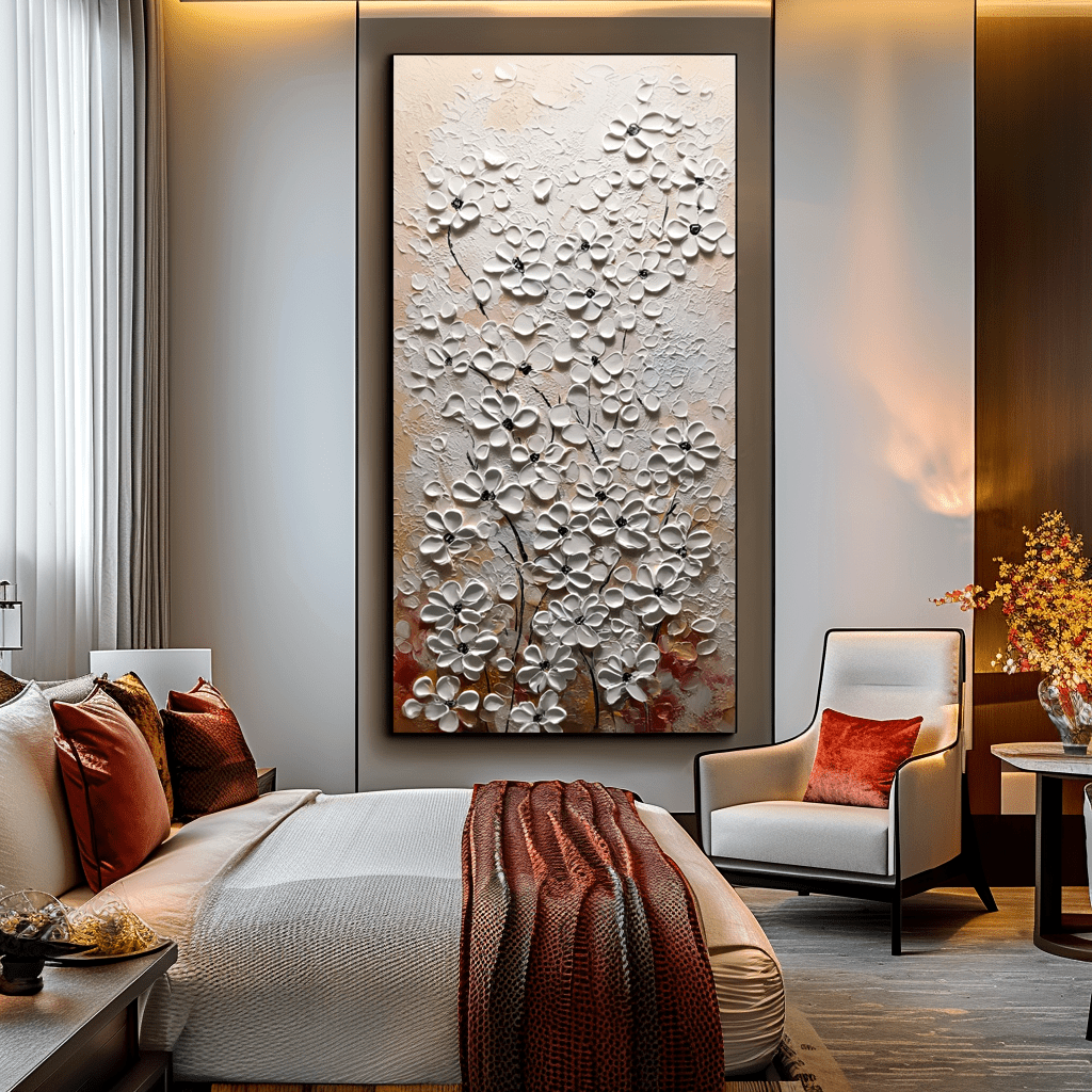 Whisper Bloom – White Floral Textured Painting #awp40 Painting artwepaint 