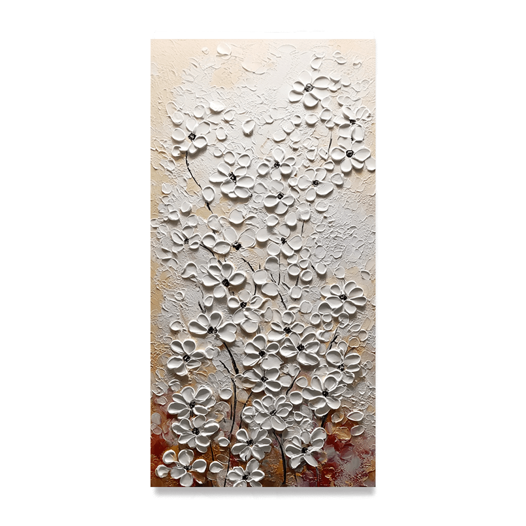 Whisper Bloom – White Floral Textured Painting #awp40 Painting artwepaint 