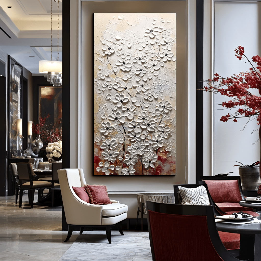 Whisper Bloom – White Floral Textured Painting #awp40 Painting artwepaint 