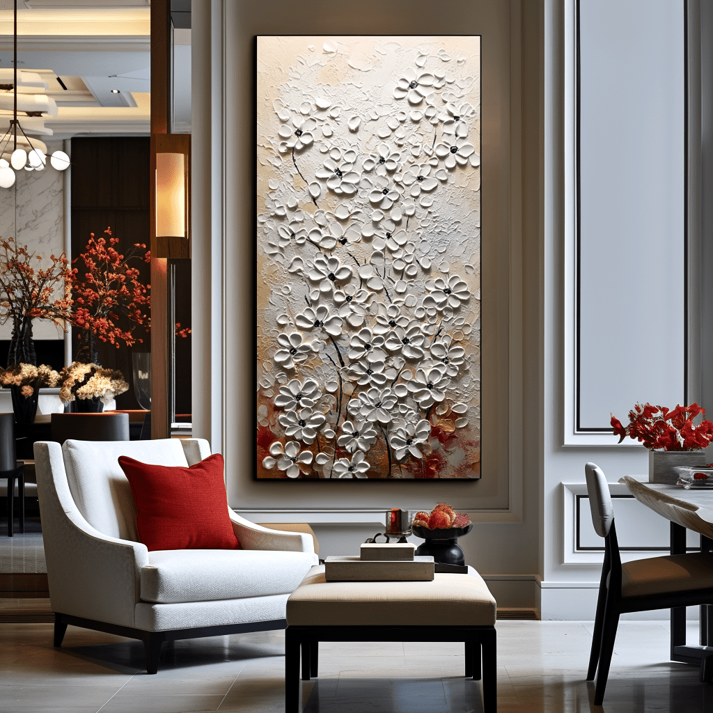 Whisper Bloom – White Floral Textured Painting #awp40 Painting artwepaint 