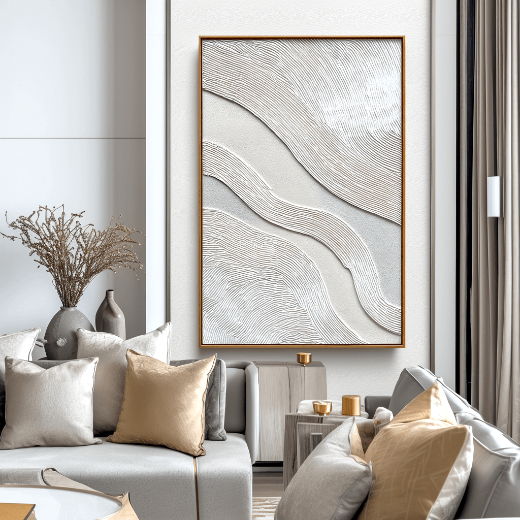 Whisper Lines – White Textured Abstract Painting #93015 Painting artwepaint 