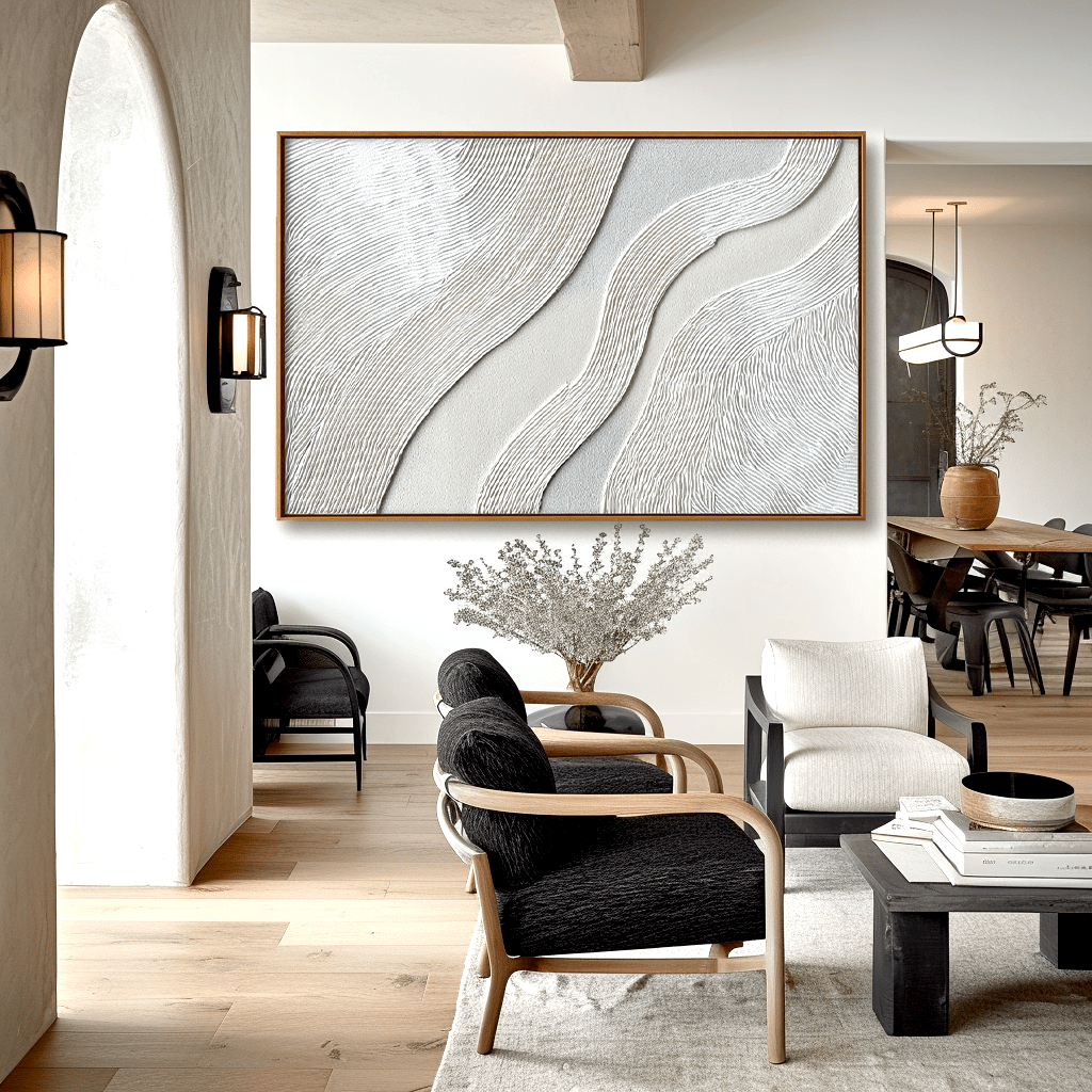 Whisper Lines – White Textured Abstract Painting #93015 Painting artwepaint 