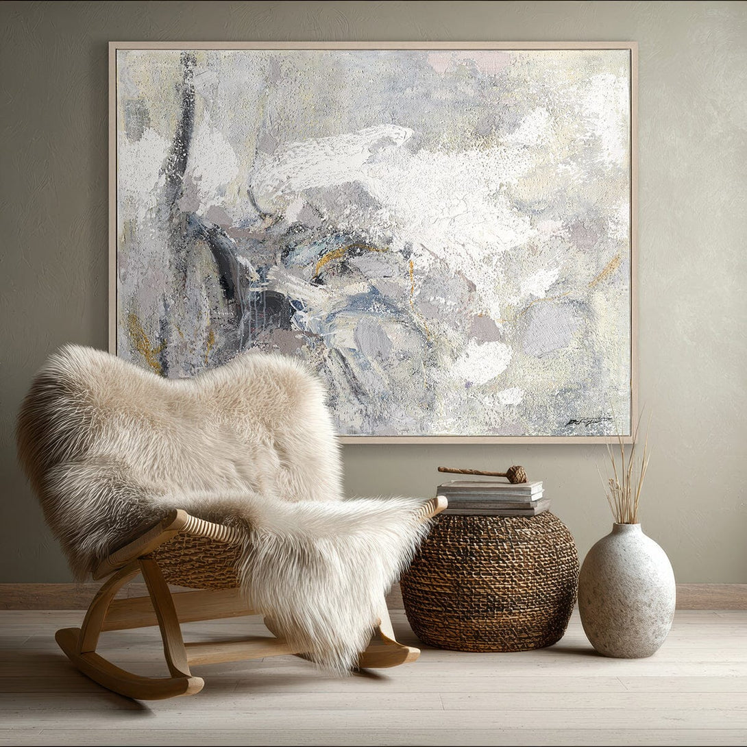 Whisper of Snow - Grey White Abstract Painting #M6720 Painting artwepaint 
