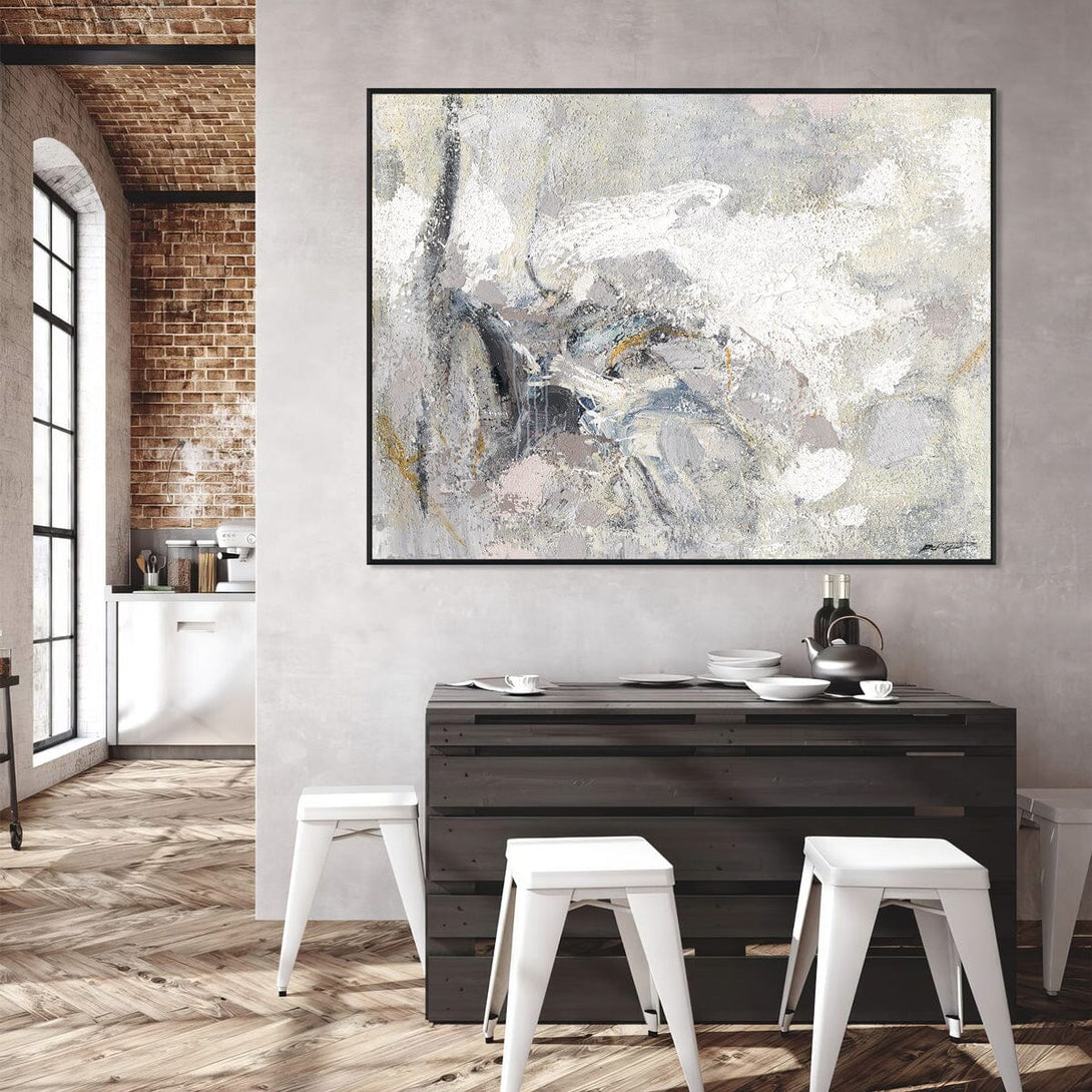 Whisper of Snow - Grey White Abstract Painting #M6720 Painting artwepaint 