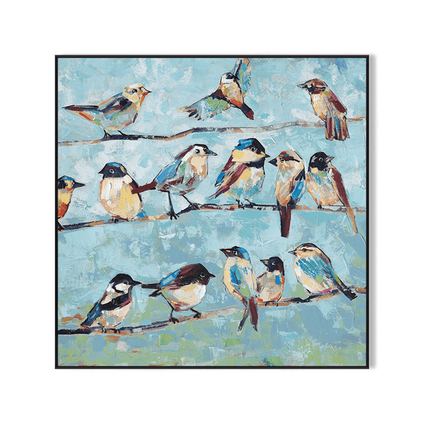 Whispering Branches – Blue & Gold Bird Painting #L5913 Painting artwepaint 