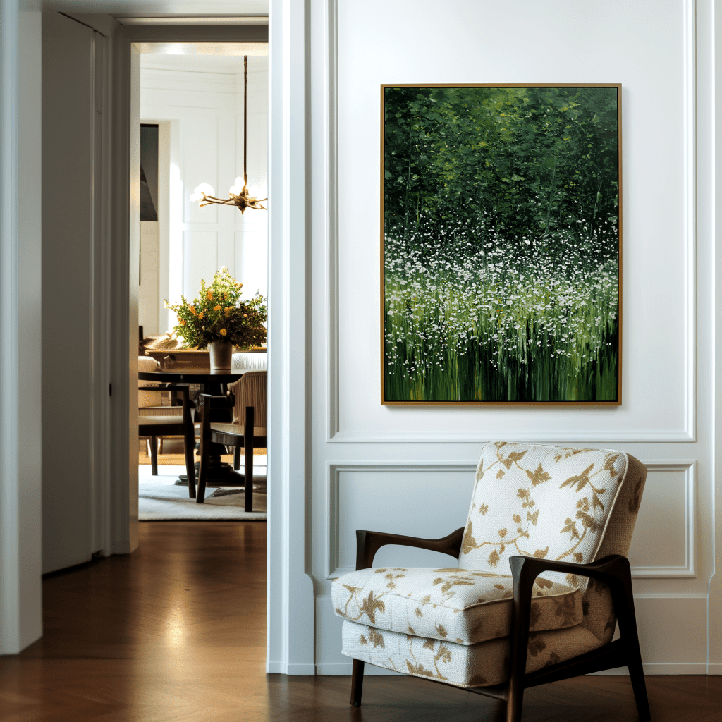 Whispering Meadow – Green White Floral Painting #94 Painting artwepaint 