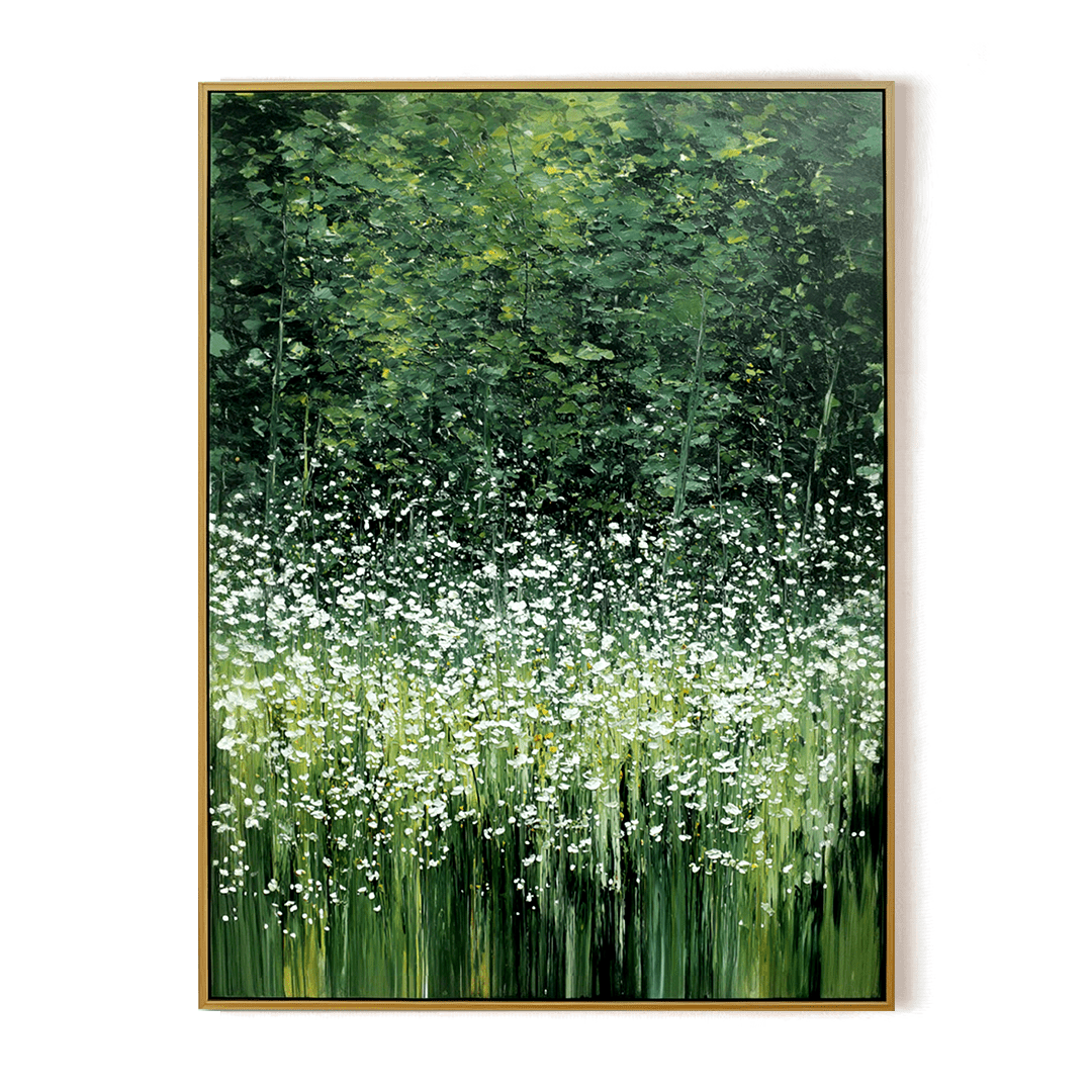Whispering Meadow – Green White Floral Painting #94 Painting artwepaint 