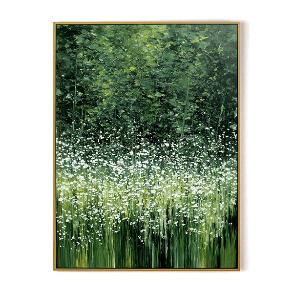 Whispering Meadow – Green White Floral Painting #94 Painting artwepaint 