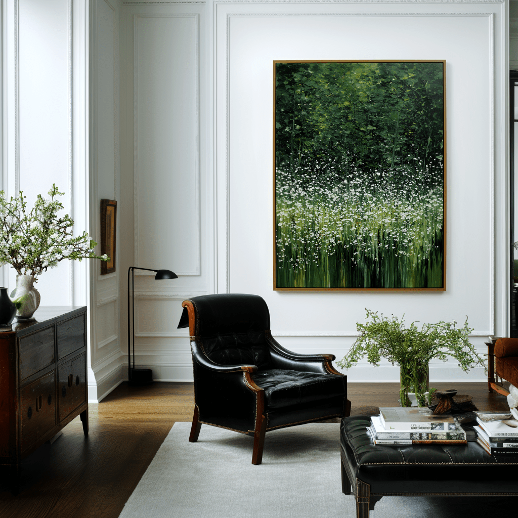 Whispering Meadow – Green White Floral Painting #94 Painting artwepaint 