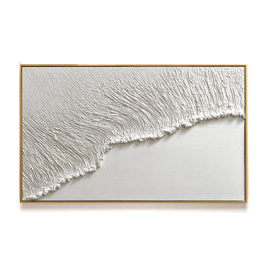 Whispering Shore – White Textured Edge Painting #93047 Painting artwepaint 