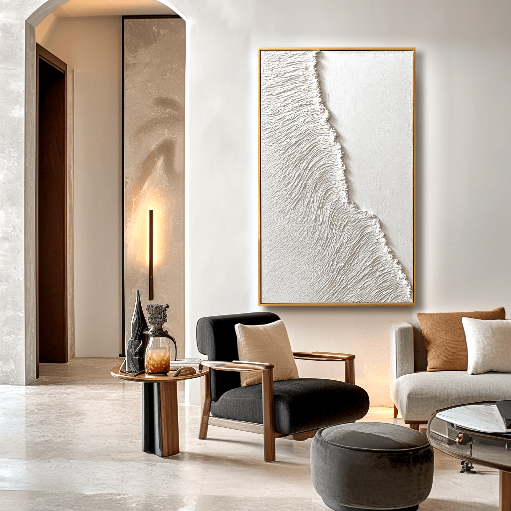 Whispering Shore – White Textured Edge Painting #93047 Painting artwepaint 