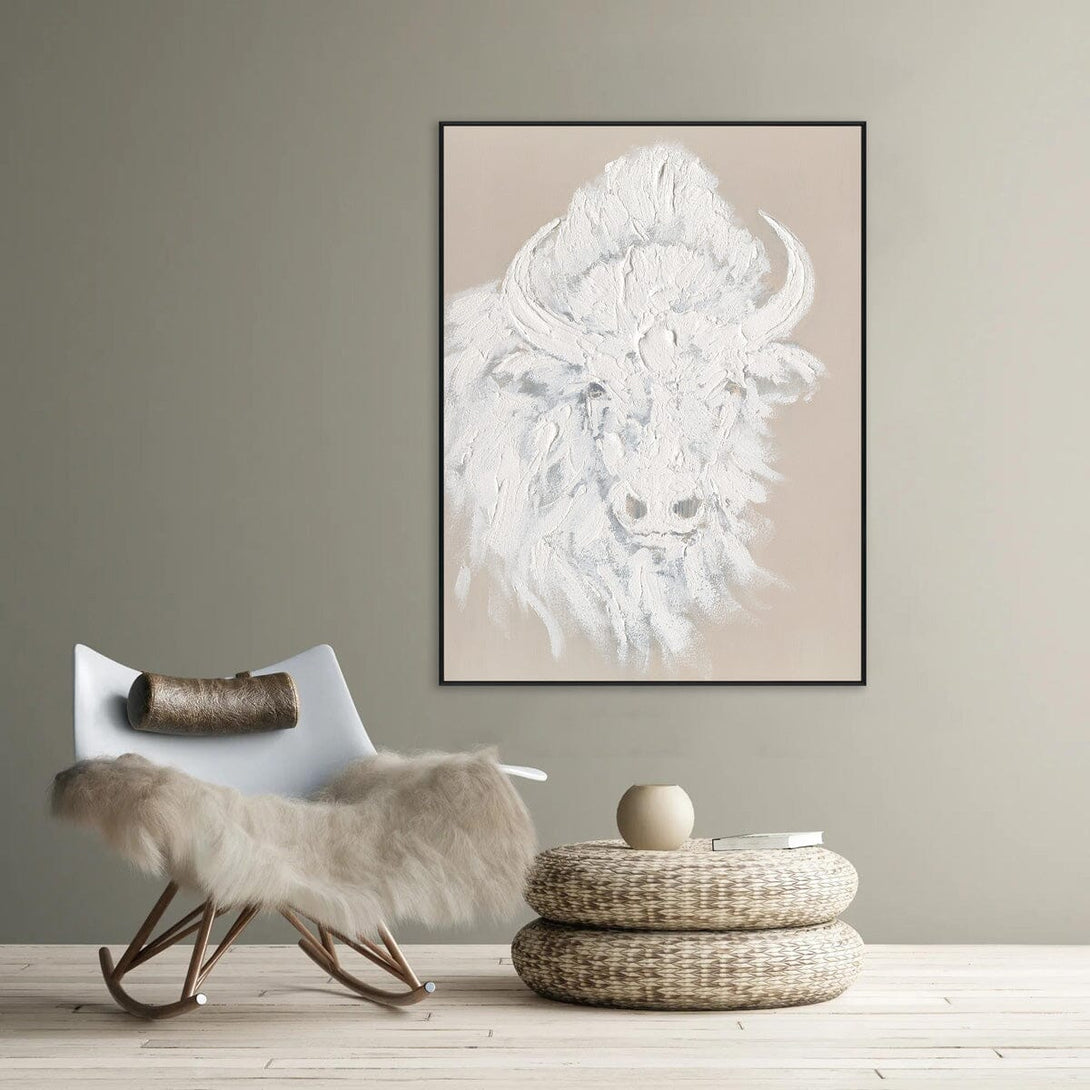 White Bison Head - 3D Textured Painting #M0539 Painting artwepaint 