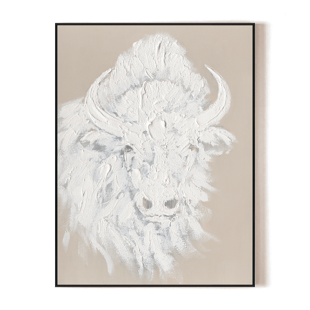 White Bison Head - 3D Textured Painting #M0539 Painting artwepaint 