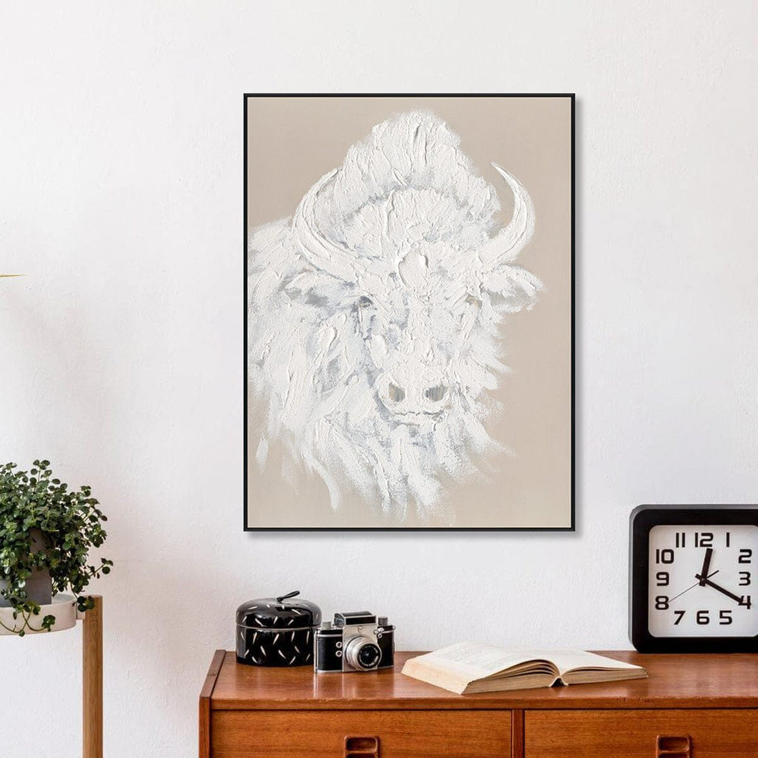 White Bison Head - 3D Textured Painting #M0539 Painting artwepaint 