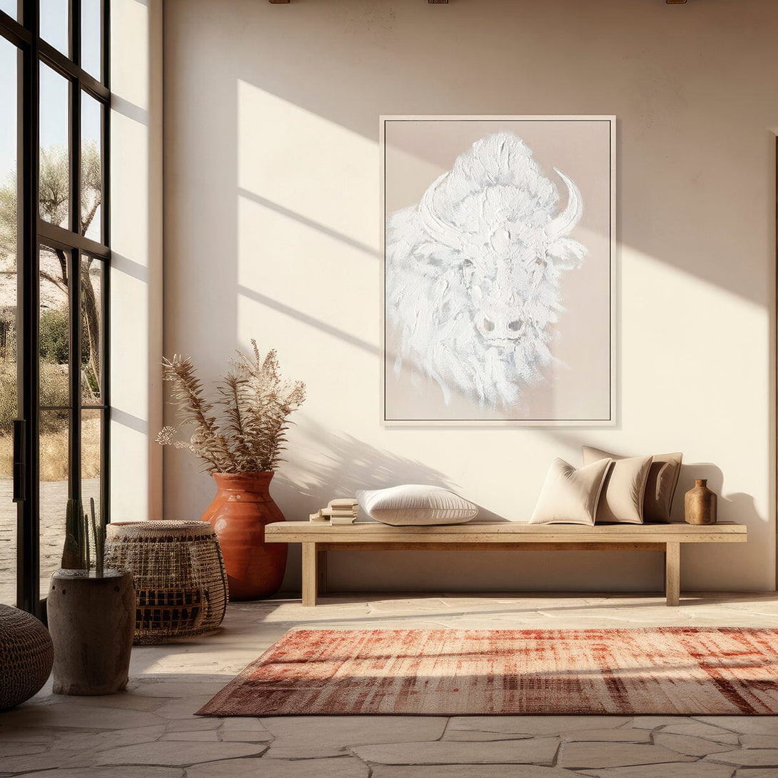 White Bison Head - 3D Textured Painting #M0539 Painting artwepaint 