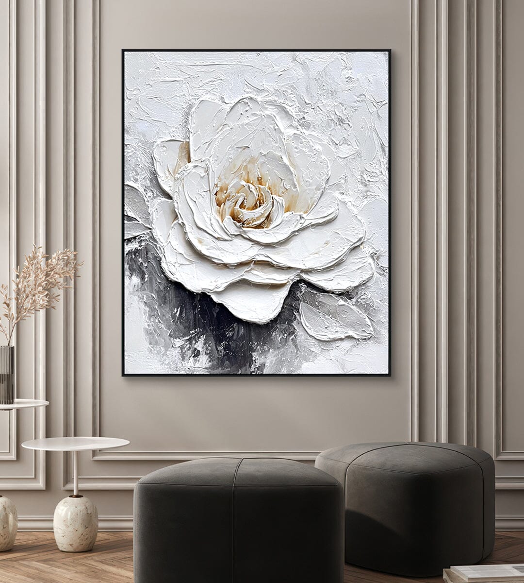 White Bloom Grace – Textured Floral Painting #93051 Painting artwepaint 