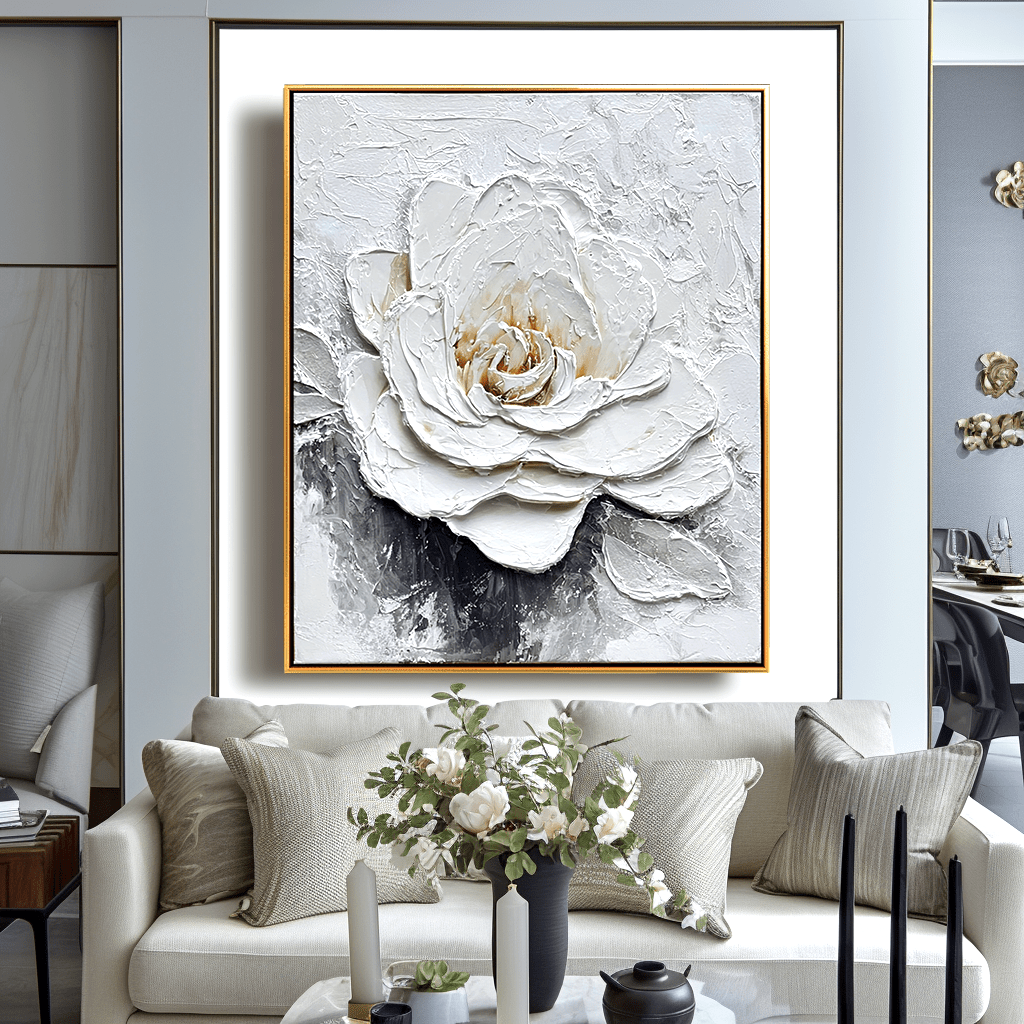 White Bloom Grace – Textured Floral Painting #93051 Painting artwepaint 