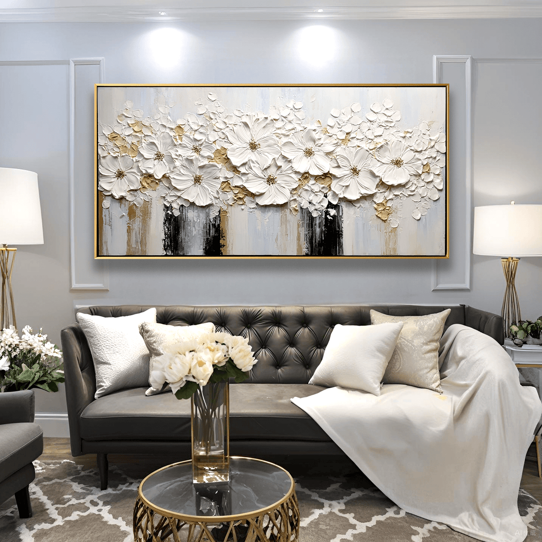 White Blossom - 3D Textured Floral Painting #73 Painting artwepaint 