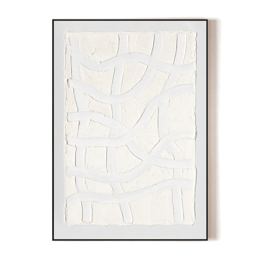 White Curves - Minimalist Relief Texture Painting#L6039 Painting artwepaint 